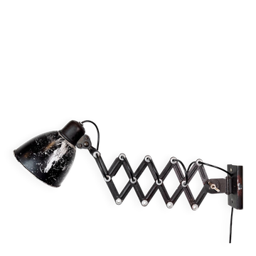 Lampe murale à ciseaux noire industrielle, années 1950