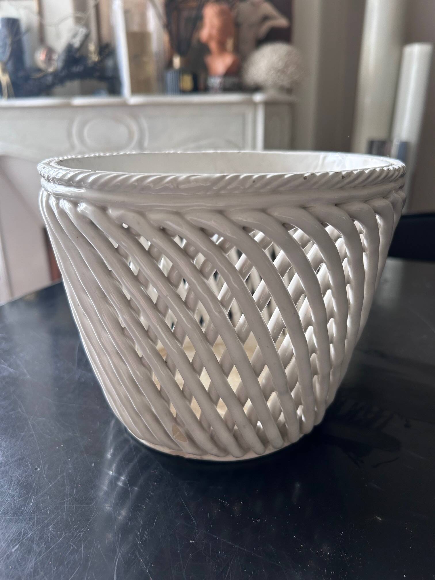 woven earthenware pot cover 1950