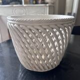 cache pot en faience tressée 1950