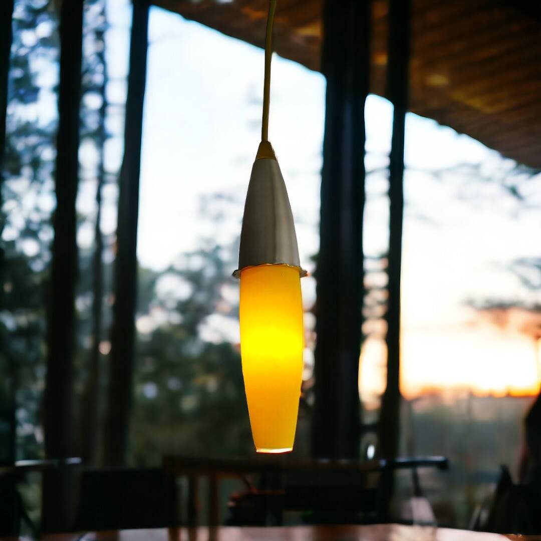 Yellow glass hanging lamp