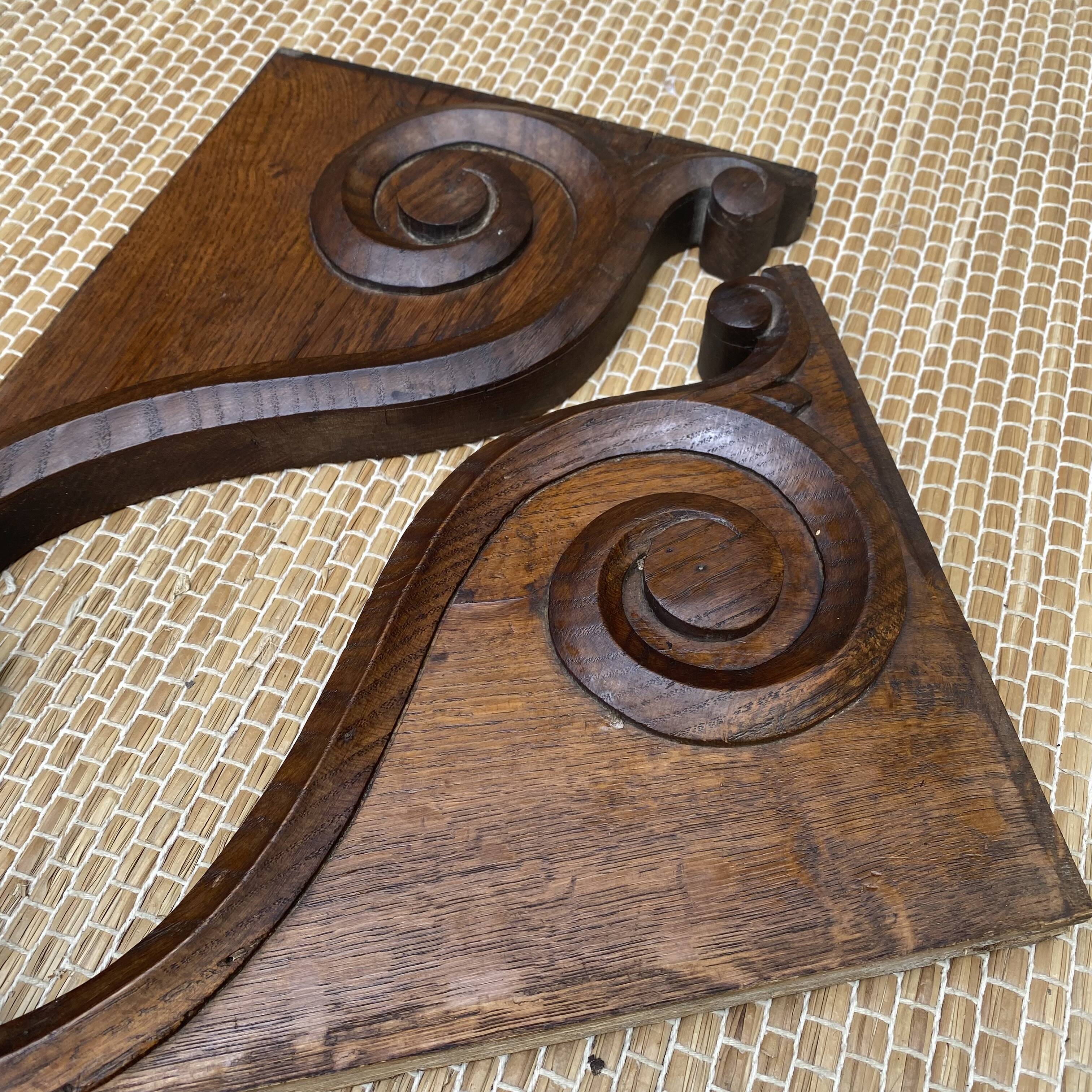 Decorative element, carved wooden wall brackets