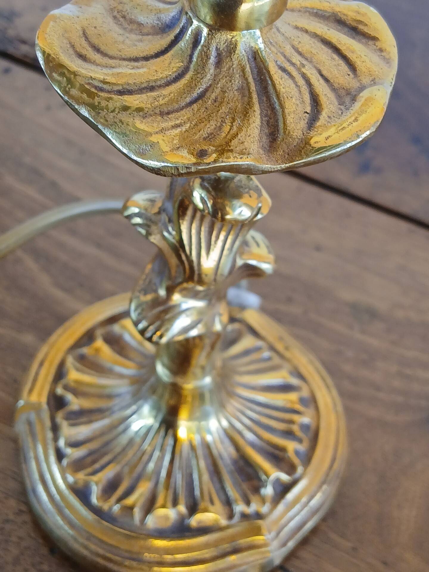 Vintage Rococo style gilded bronze lamp base
