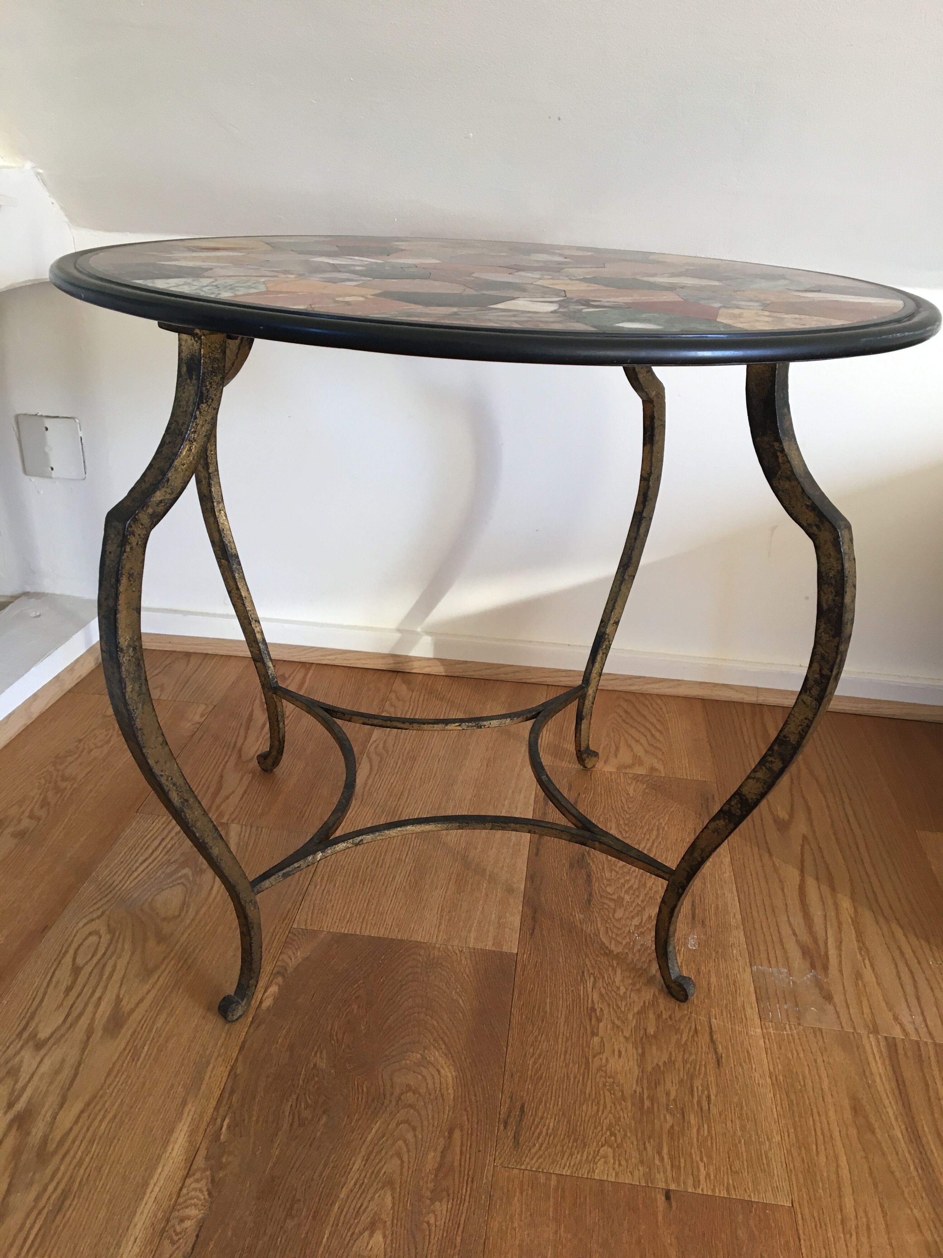 Italian coffee table in coloured marble marquetry
