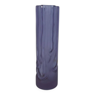 Italian Vintage Satinato Violet Murano Glass Vase, 1970s