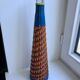Bottle Scoubidou orange yellow and blue and yellow 70s