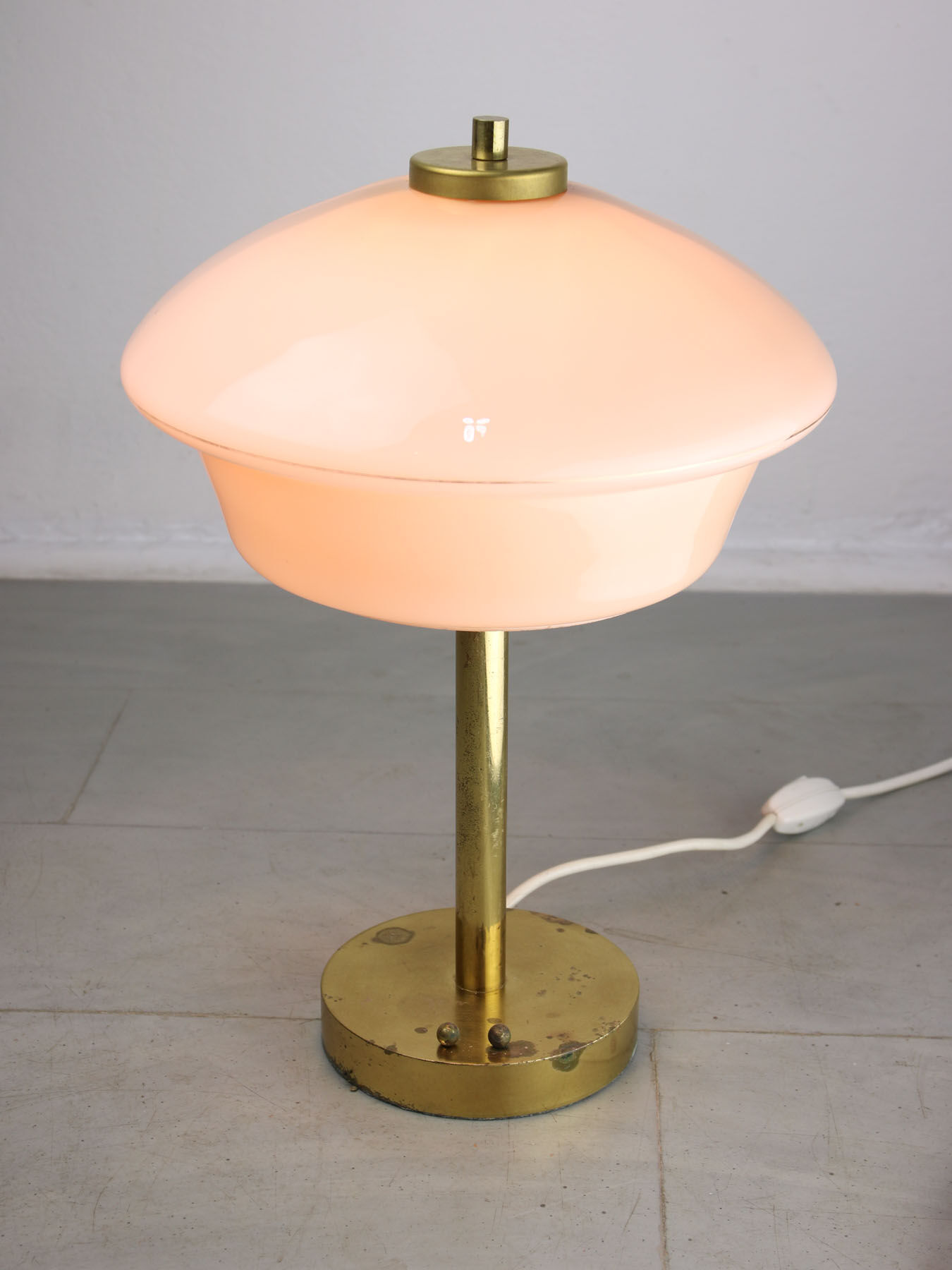 Mid-century brass & glass table lamp