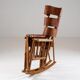 American rocking chair in wood and leather, 1960s