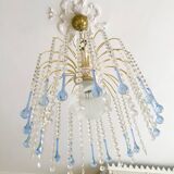 Suspension style Murano en cristal de Bohême et pampilles bleues