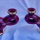 Double Candle Holder Vallauris Vintage Red Burgundy Ceramic Massier Style