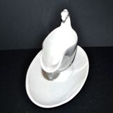 Sarreguemines antique earthenware sauce boat U&C opaque eagle's head
