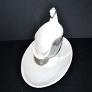 Sarreguemines antique earthenware sauce boat U&C opaque eagle's head