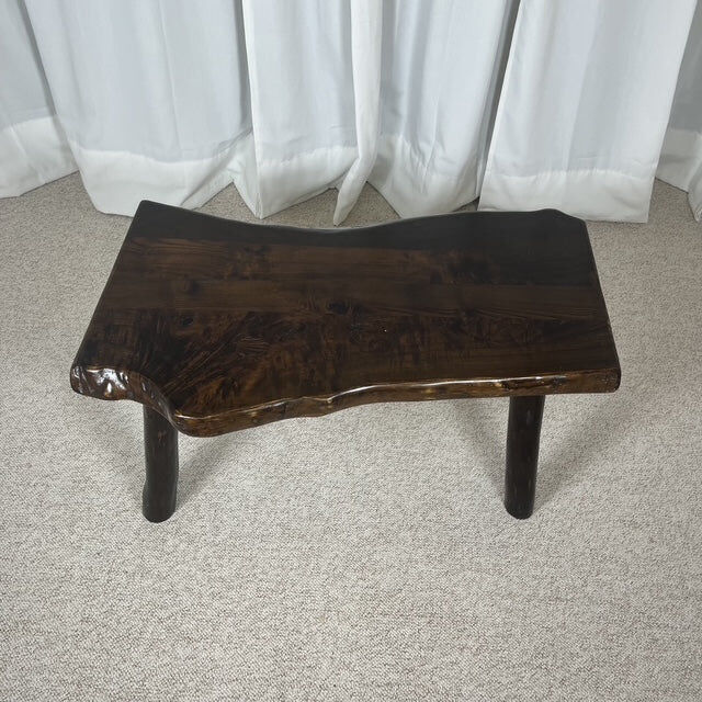 Rustic solid wood coffee table, Wabi-Sabi style, 1970s.