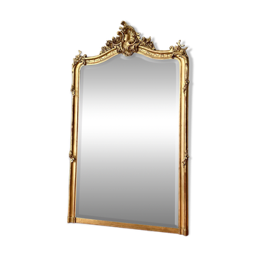 Antique gilded Louis XV pediment mirror