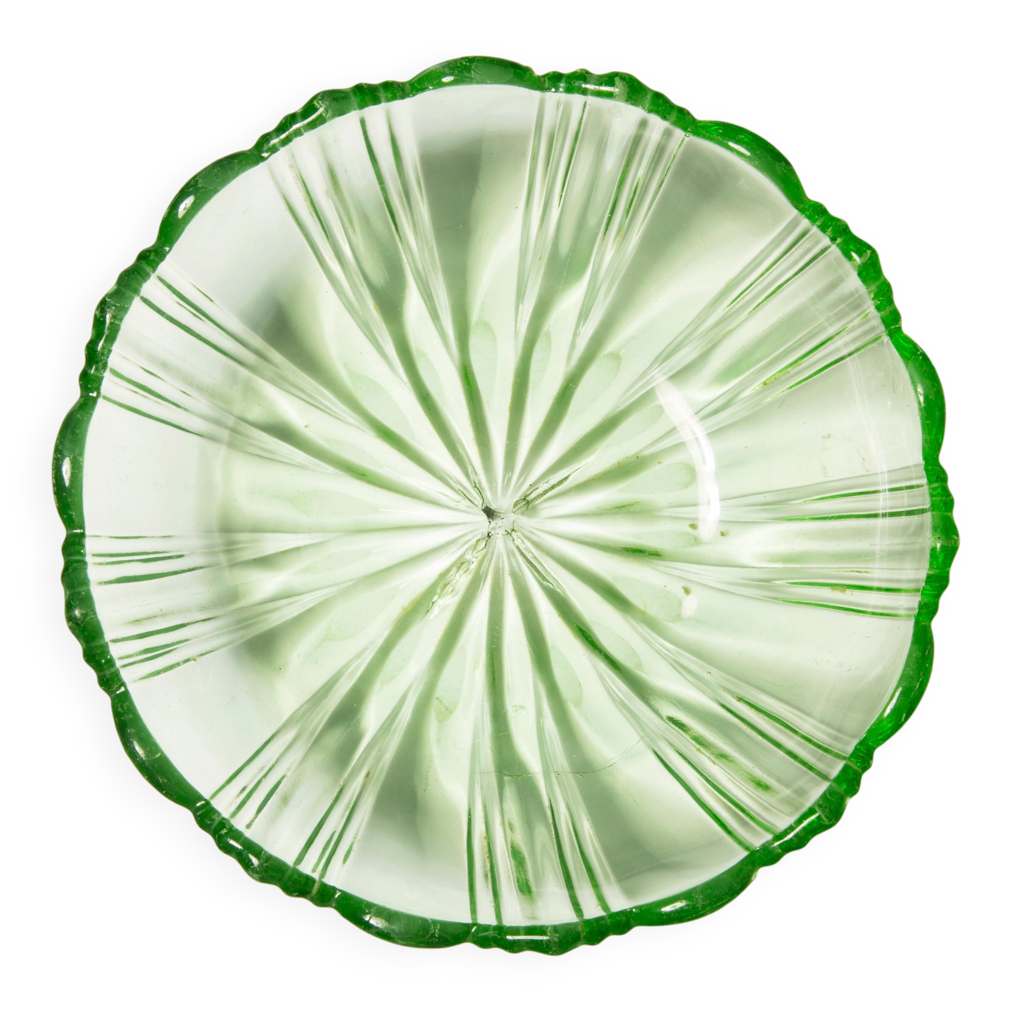 Vintage green decorative plate with flowers from the mid-century, Italy, 1960s.