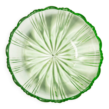Vintage green decorative plate with flowers from the mid-century, Italy, 1960s.
