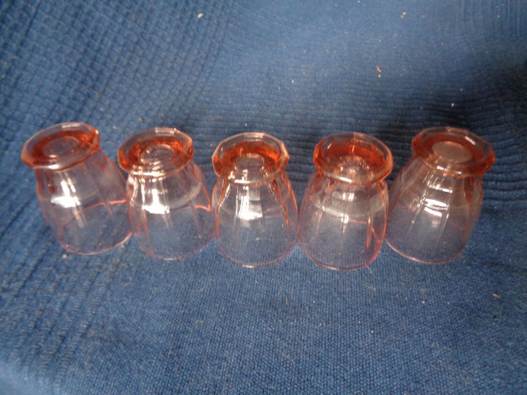 Lot 5 glasses old glass pink press aperitif digestive art nouveau art deco