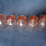 Lot 5 glasses old glass pink press aperitif digestive art nouveau art deco