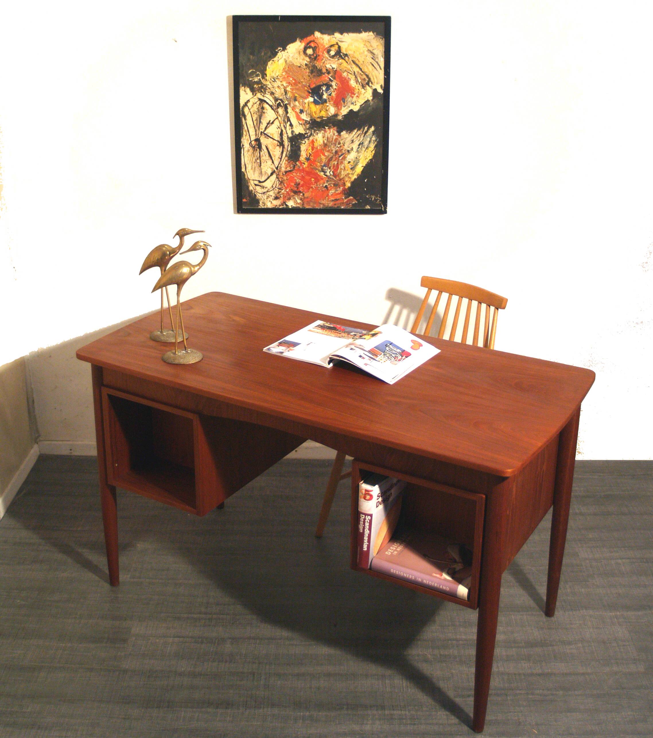 Vintage Danish teak design desk from the 50s and 60s