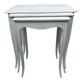 Three vintage wood nesting tables