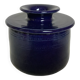Blue stoneware water butter dish