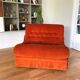 Orange corduroy convertible armchair, 1970s
