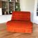 Orange corduroy convertible armchair, 1970s