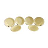 Lots de 6 anciennes assiettes creuses Longchamp France jaune soleil