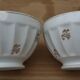 Lot 2 anciens bols côtelés en porcelaine de Longchamp blancs à décor doré
