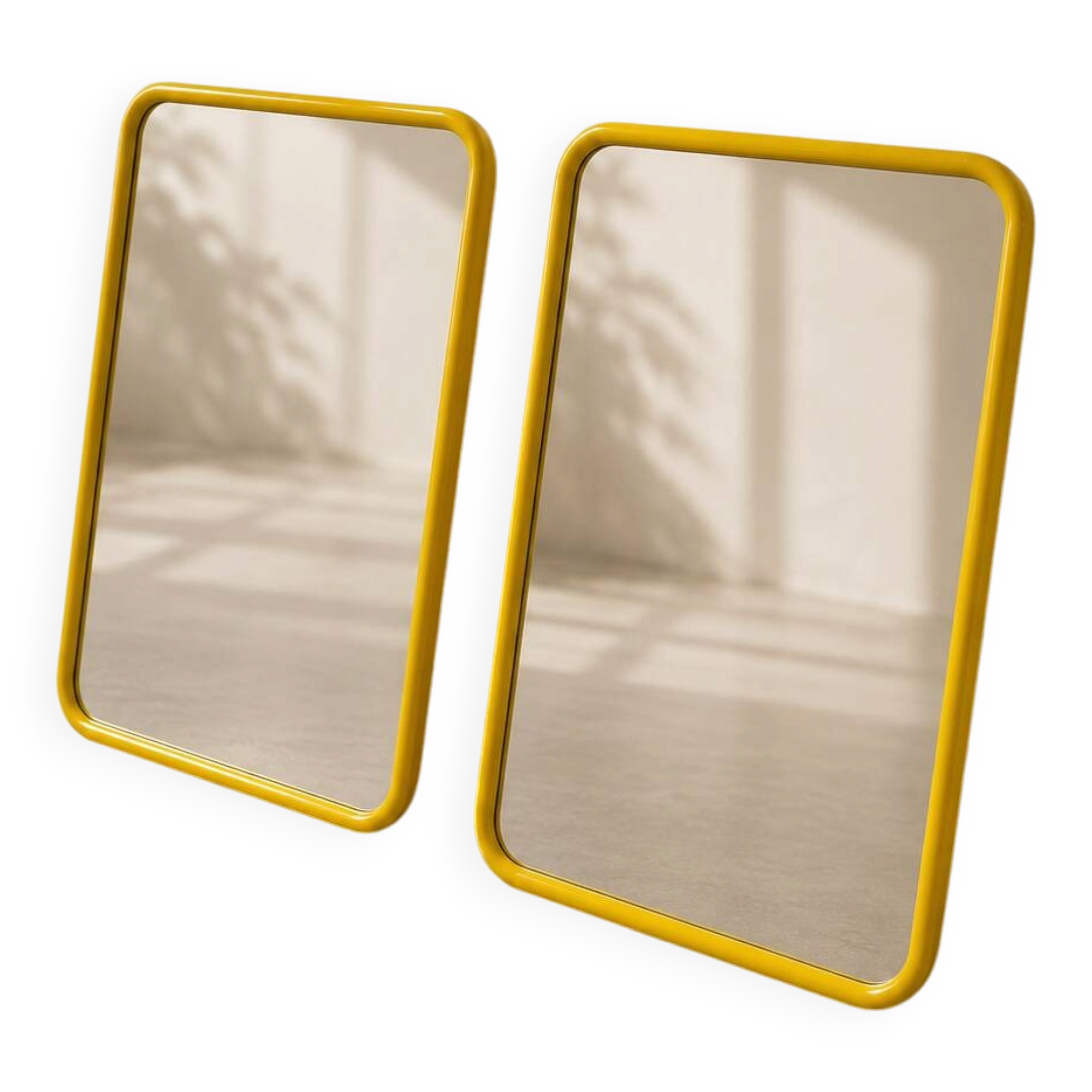 Pair of vintage yellow mirrors — 70s/80s