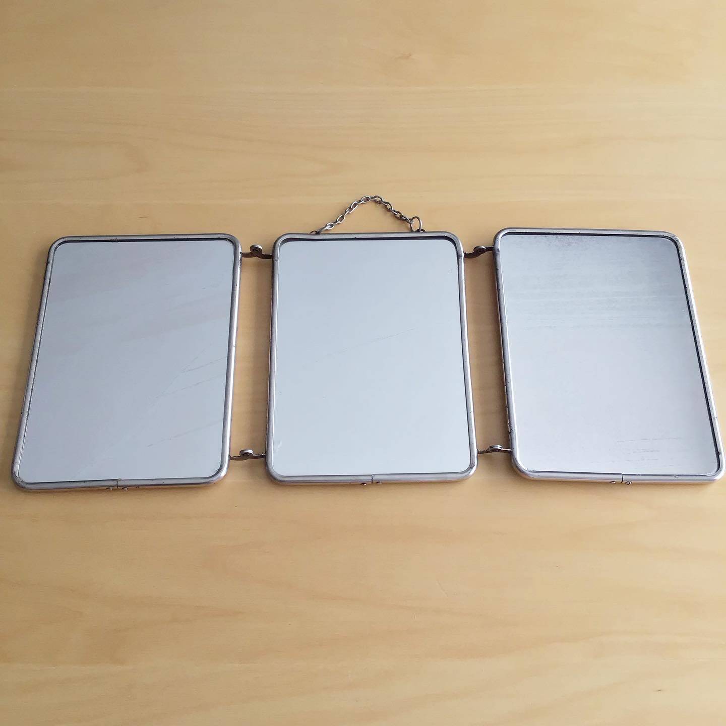 Vintage triptych barber mirror