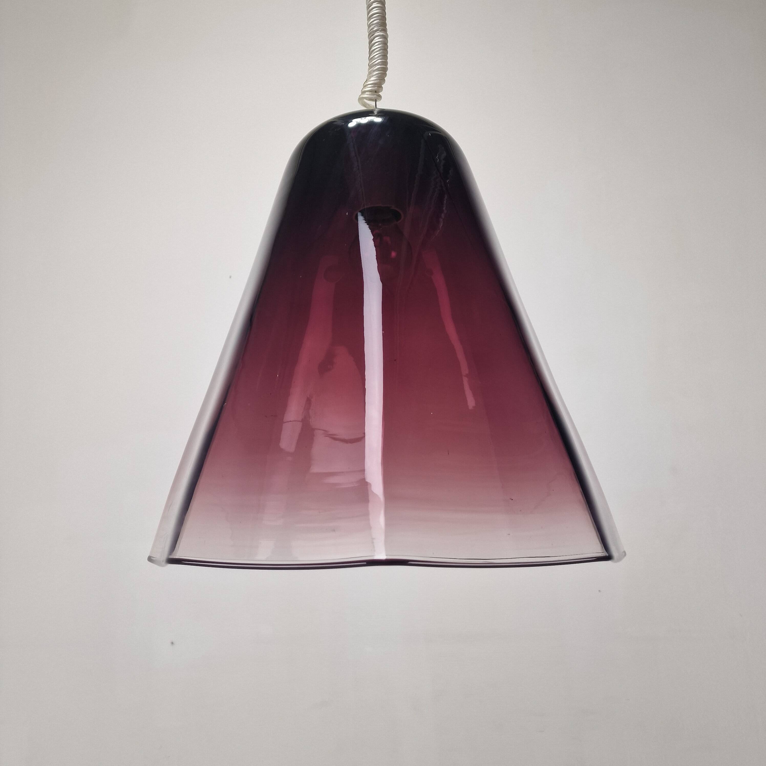 Italian Elegance – Leucos Pendant Light with Transparent Purple Murano Glas