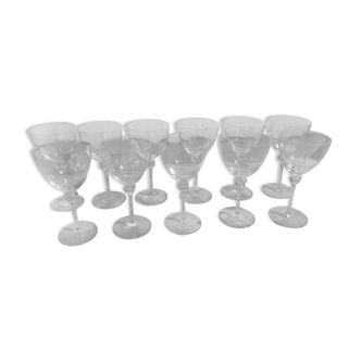 11 crystal wine glasses from Daum France
