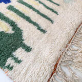 Moroccan Berber carpet Beni Ouarain ecru with colorful patterns 246x158cm