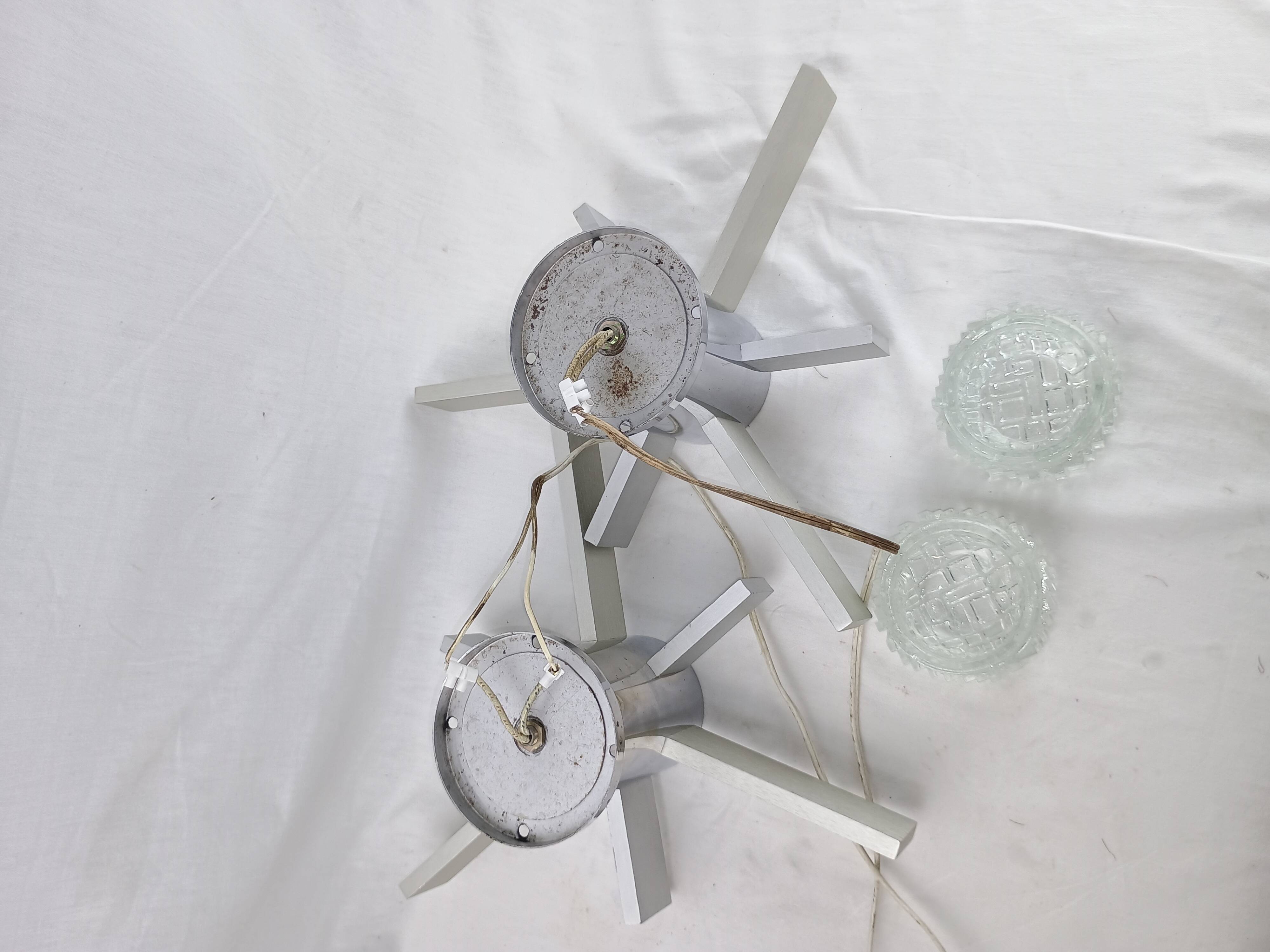 Pair of vintage Italian chrome and glass wall lights, 1960s Sciolari.