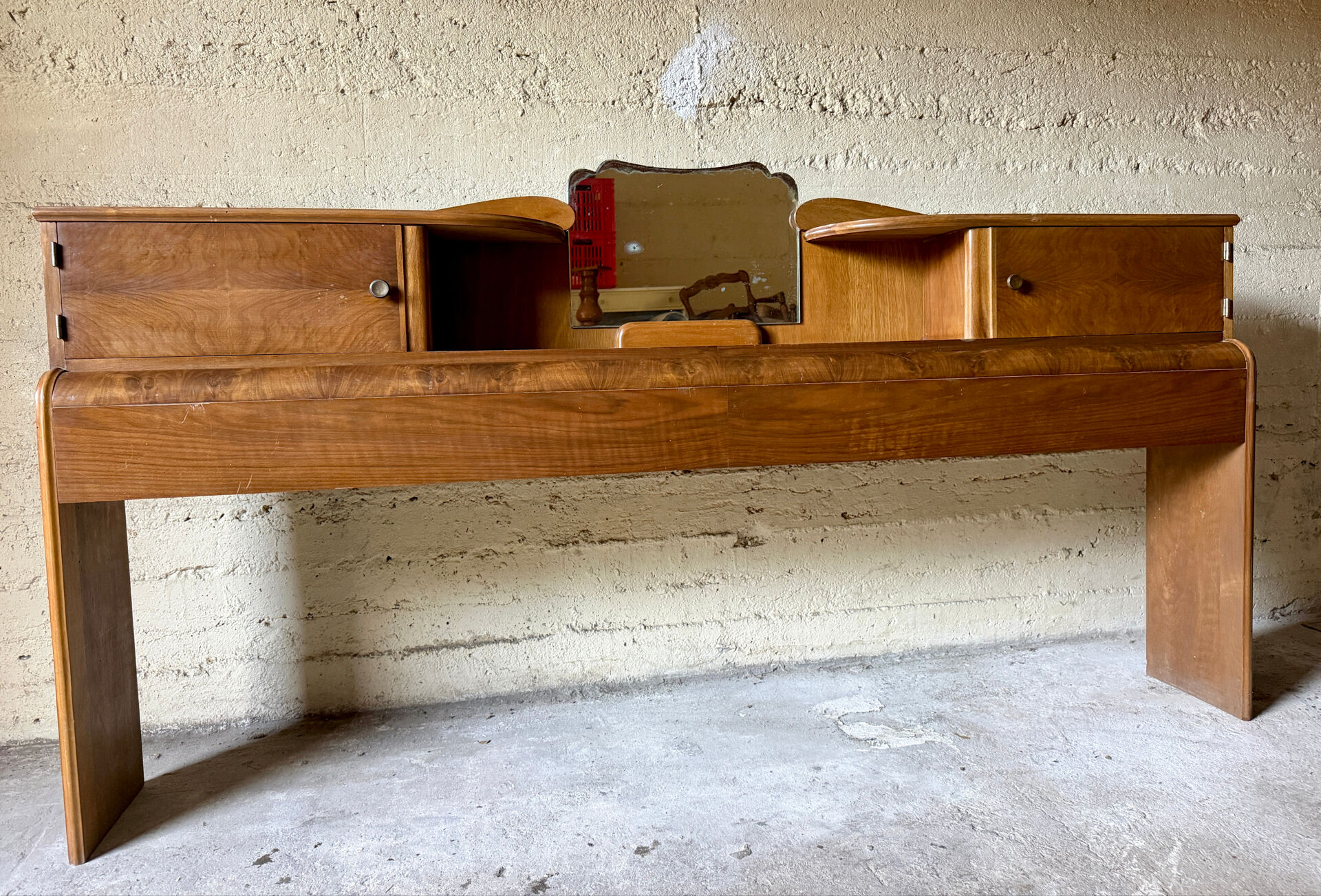 Superb antique/vintage headboard (Art Deco style) walnut burl.