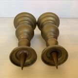 Pair of brass candlesticks with spikes