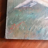 Tableau peinture ancienne homme bord de mer