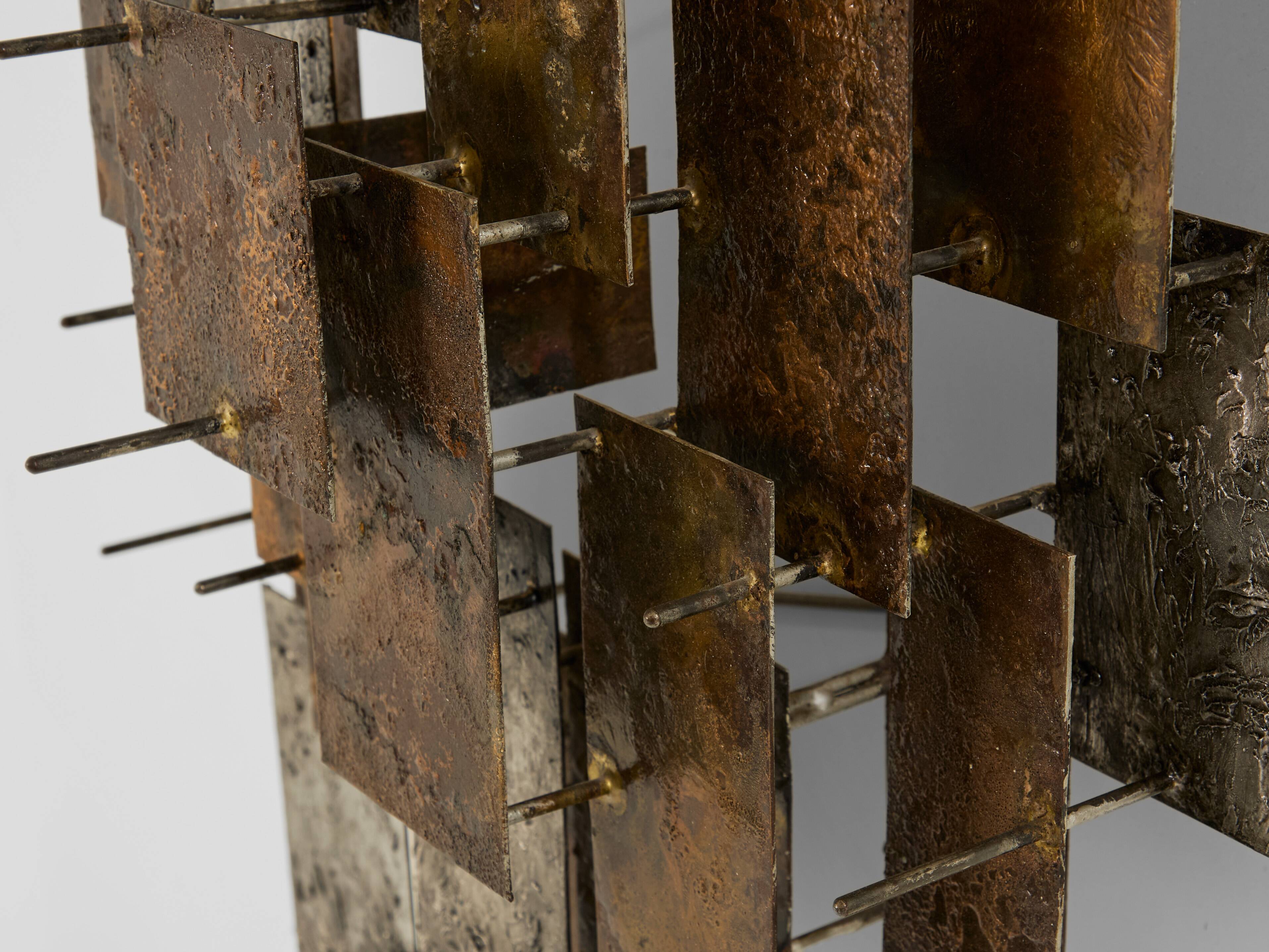 Auguste fix sculpture applique métal patiné vers 1970