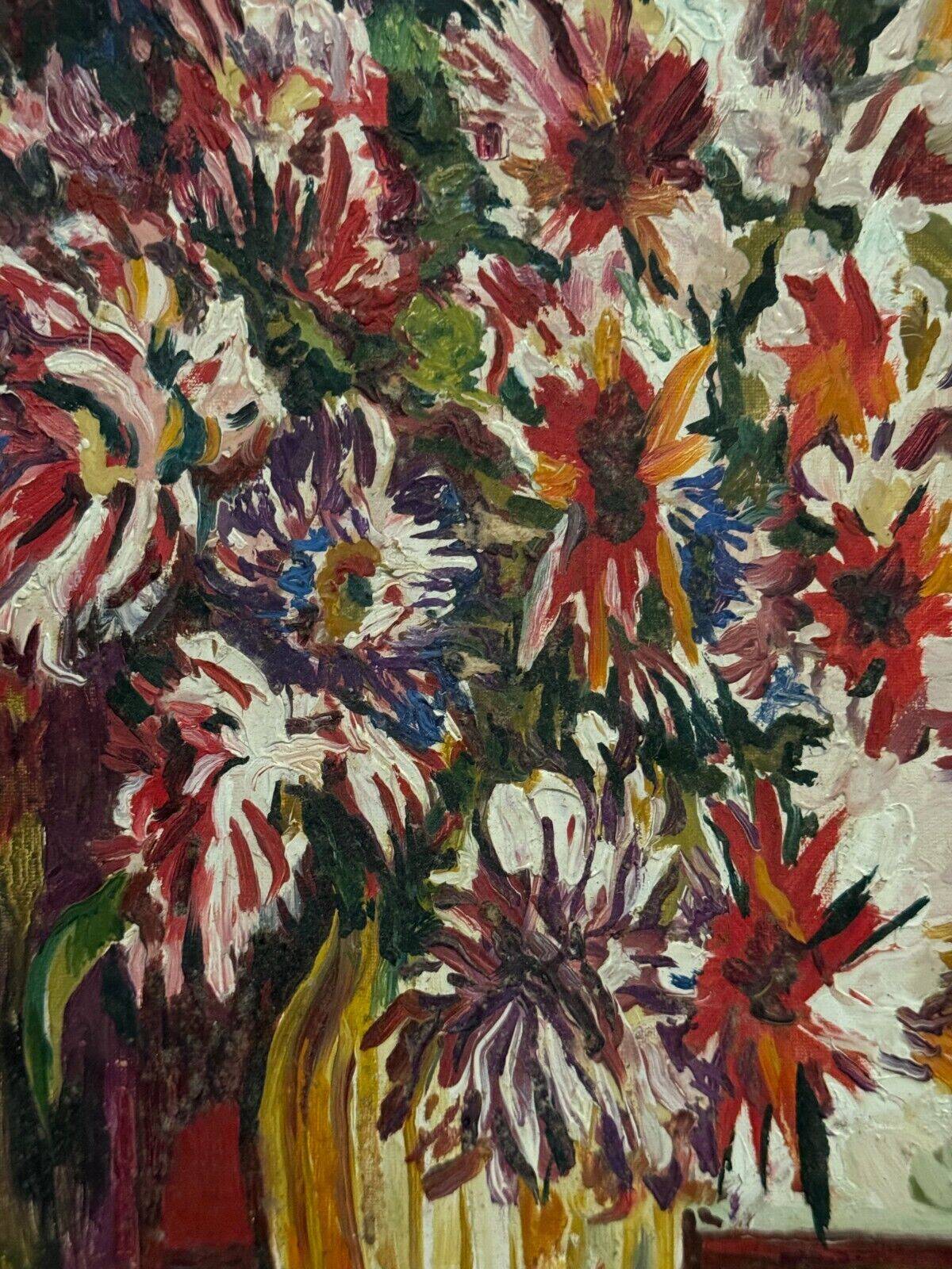 Oil on cardboard by J.-P. Ducos still life 1960 bouquet of flowers