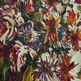 Oil on cardboard by J.-P. Ducos still life 1960 bouquet of flowers