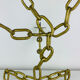 Brutalist candle holder, wrought iron, chain links, gold patina.