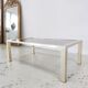 Vintage coffee table 1970s brushed metal smoked glass