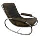 Bauhaus rocking chaise longue in vintage leather and chrome
