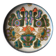 Vintage ceramic plate with peacock bird decoration.