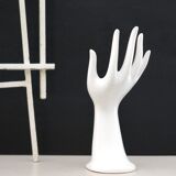 Hand baguier vase, white porcelain, 70s