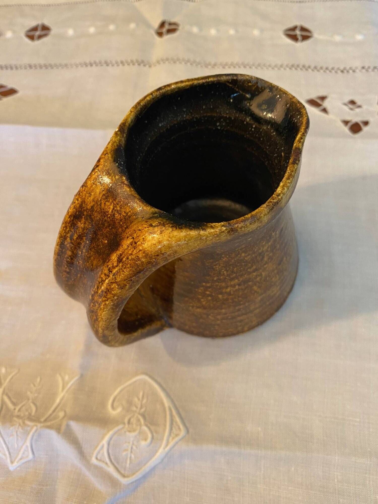 Accolay vintage 1950 ceramic jug & mustard pot signed double a