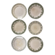 Lot 6 mismatched iron earth dessert plates