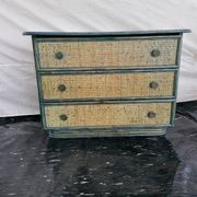 Maugrion chest of drawers in green and blue rattan