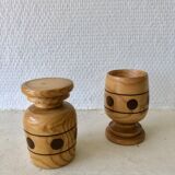Set of 2 wooden egg cups