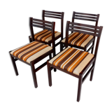 4 vintage chairs in wood and fabric 70s
